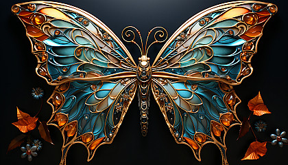 Butterfly wings showcasing intricate patterns and vibrant hues.