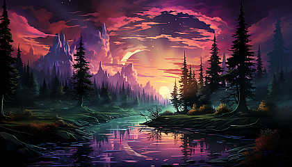 The Aurora Borealis dancing across the night sky in shades of green, pink, and purple.
