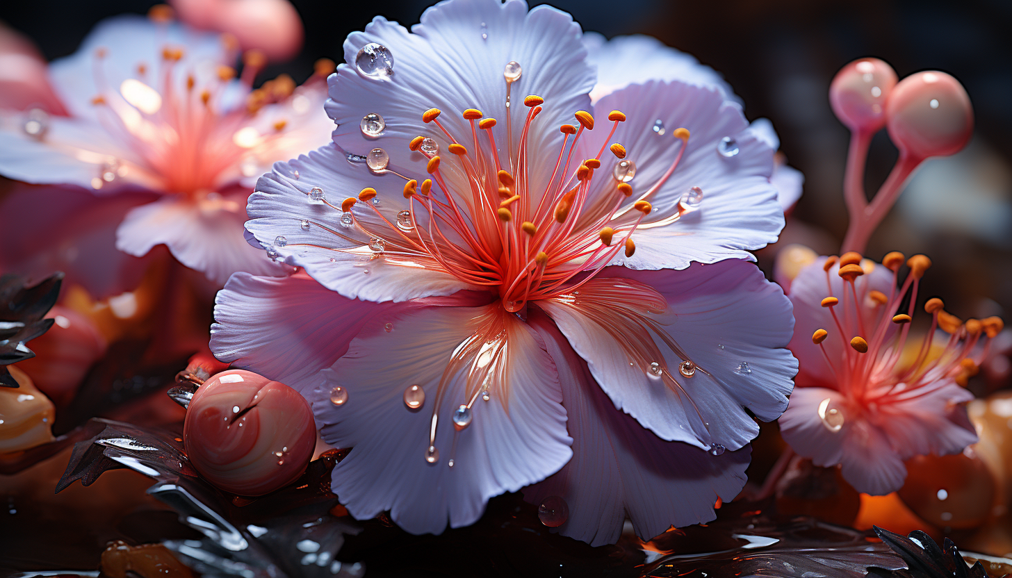 Macro view of a blooming flower, capturing the delicate textures and colors.