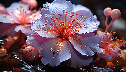 Macro view of a blooming flower, capturing the delicate textures and colors.