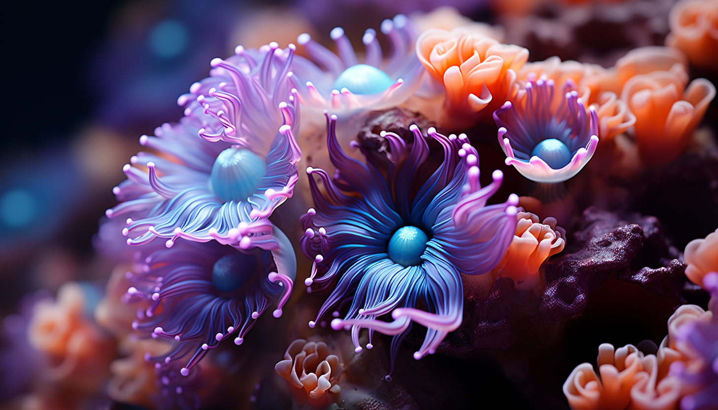 A macro image of vibrant coral or sea anemone underwater.