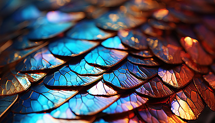 Macro view of the iridescent scales on a butterfly's wing.