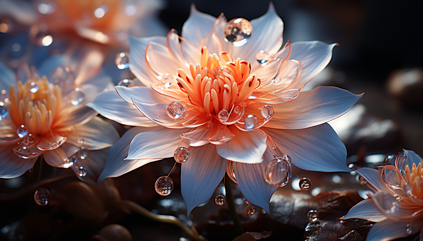 A close-up of a blooming flower, capturing the delicate details of its petals.