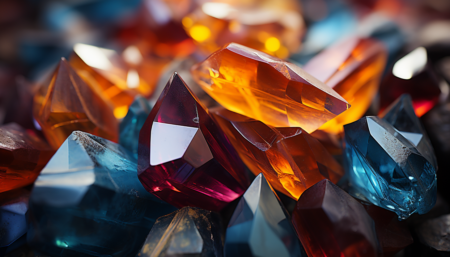 A macro shot of crystals forming unique and colorful patterns.