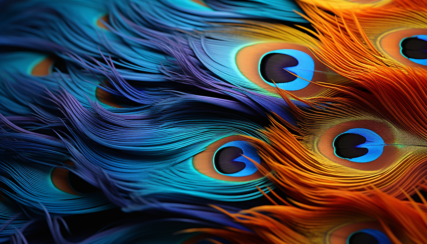 The vibrant and detailed pattern of a peacock feather.