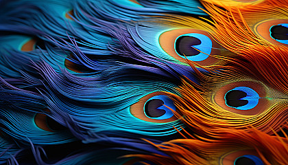 The vibrant and detailed pattern of a peacock feather.
