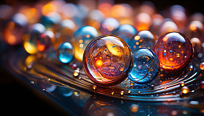 Macro view of a soap bubble, reflecting a kaleidoscope of colors.