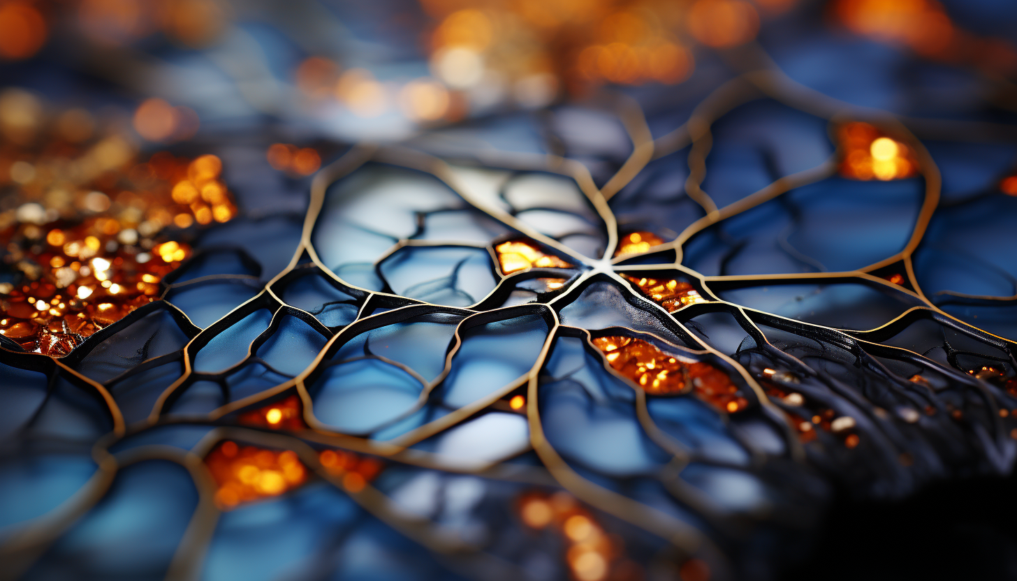 Macro shot of a butterfly wing, showing intricate patterns and textures.