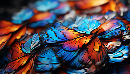 An extreme close-up of the vibrant patterns on butterfly wings.