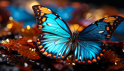 Macro shot of butterfly wings revealing intricate patterns and colors.