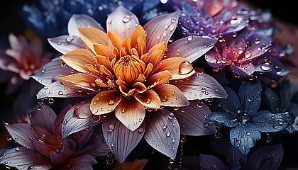 Extreme close-up of a blooming flower, revealing textures and vibrant details.