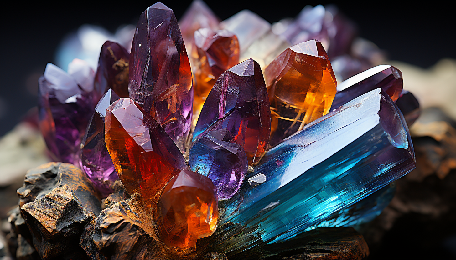 A macro shot of a colorful mineral or crystal, revealing its inner beauty.