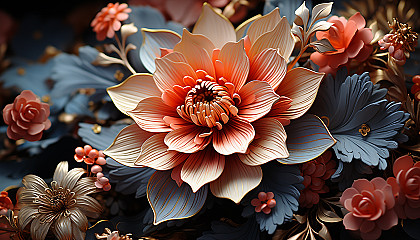 Close-up of a blooming flower, revealing intricate patterns and textures.