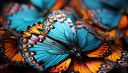 Macro shot of butterfly wings showcasing intricate patterns and colors.