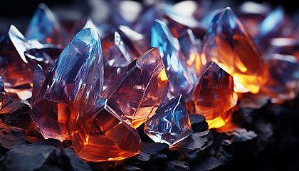 Macro view of crystal formations, revealing hidden geometric patterns.