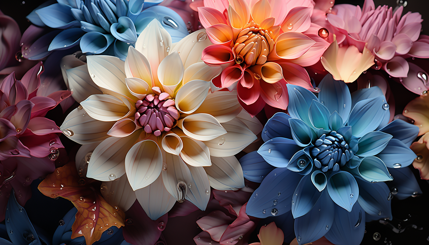 A detailed view of a blooming flower, focusing on textures and vibrant colors.