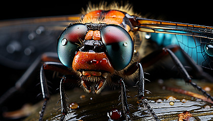 A macro shot of a dragonfly's eyes, showcasing their unique geometric patterns.