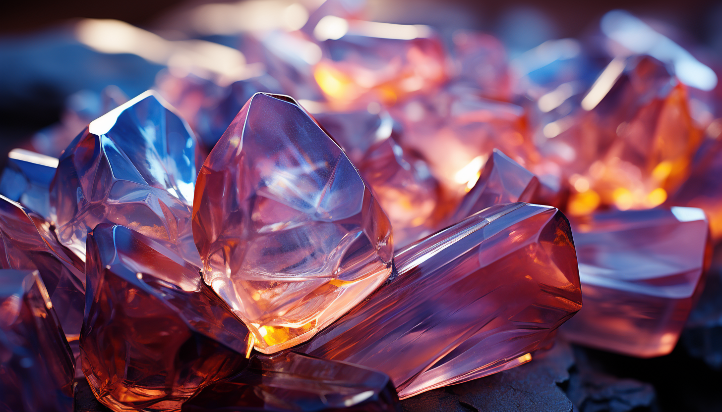 Macro view of crystal formations, revealing complex geometric shapes.