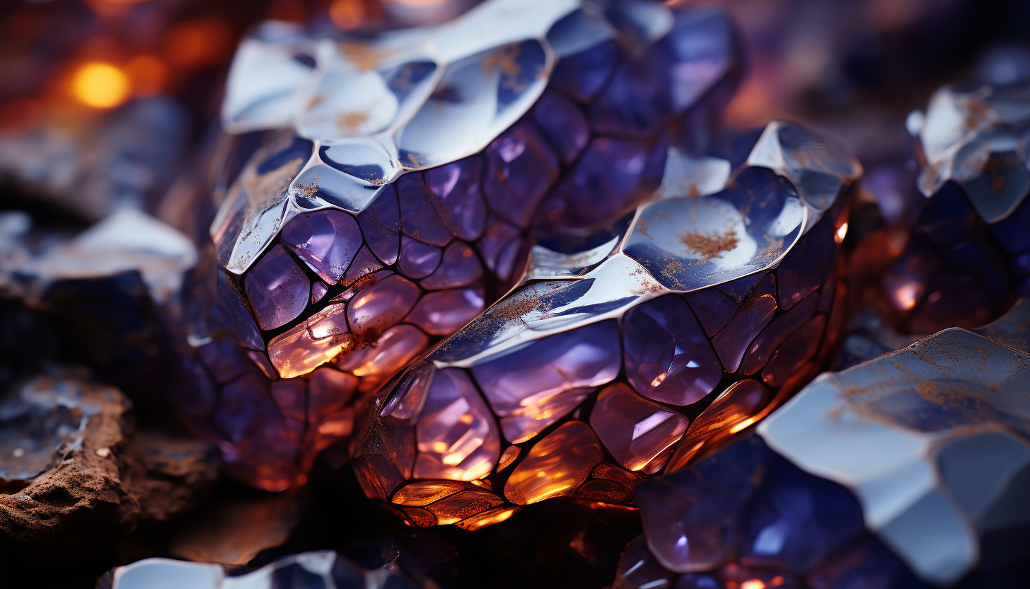 Macro shot of crystalline structures within a geode, revealing hidden beauty.