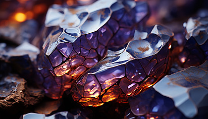 Macro shot of crystalline structures within a geode, revealing hidden beauty.