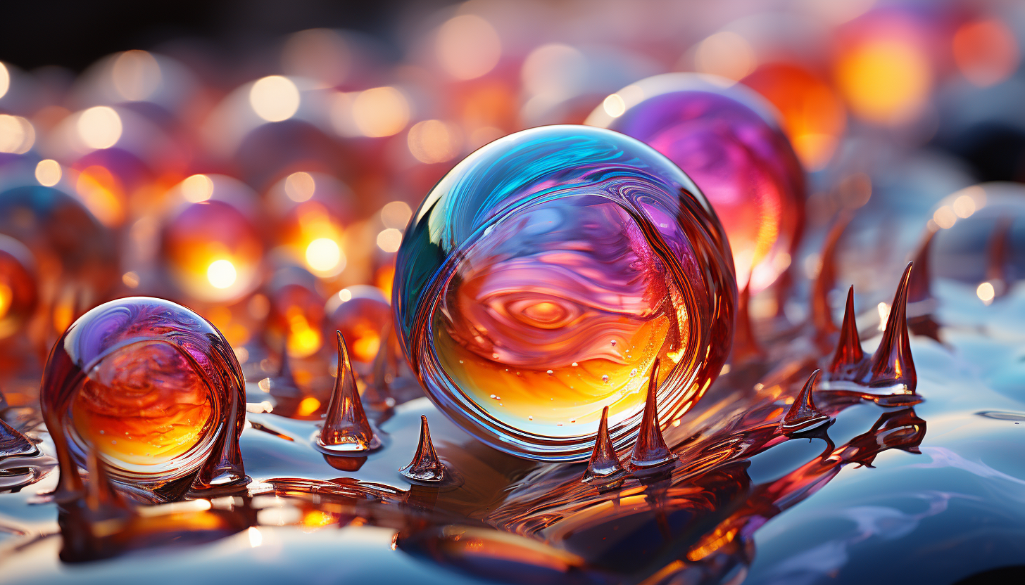 Macro view of a rainbow-hued soap bubble, displaying its delicate surface.