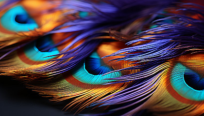 Close-up of a vibrant peacock feather showcasing its mesmerizing pattern.