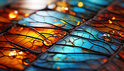 A detailed view of a butterfly's wing, showcasing intricate patterns and colors.