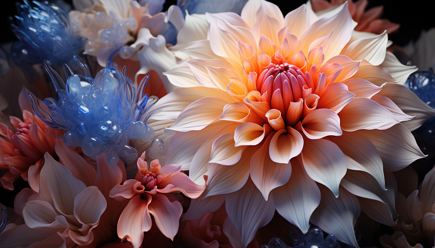 Close-up of a blooming flower, revealing its delicate textures and bright pigments.