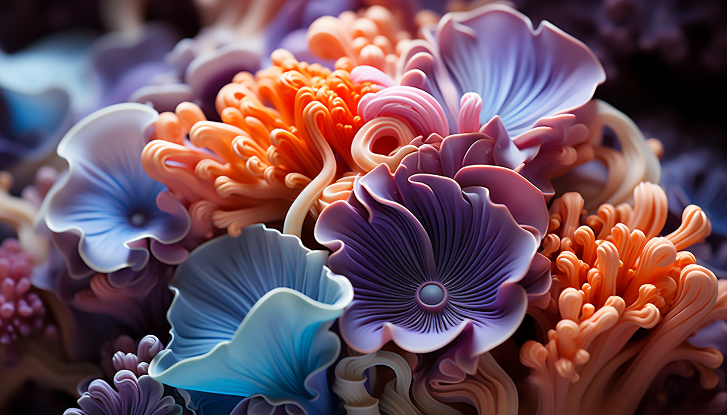 A close-up of colorful coral, highlighting its complex structure.