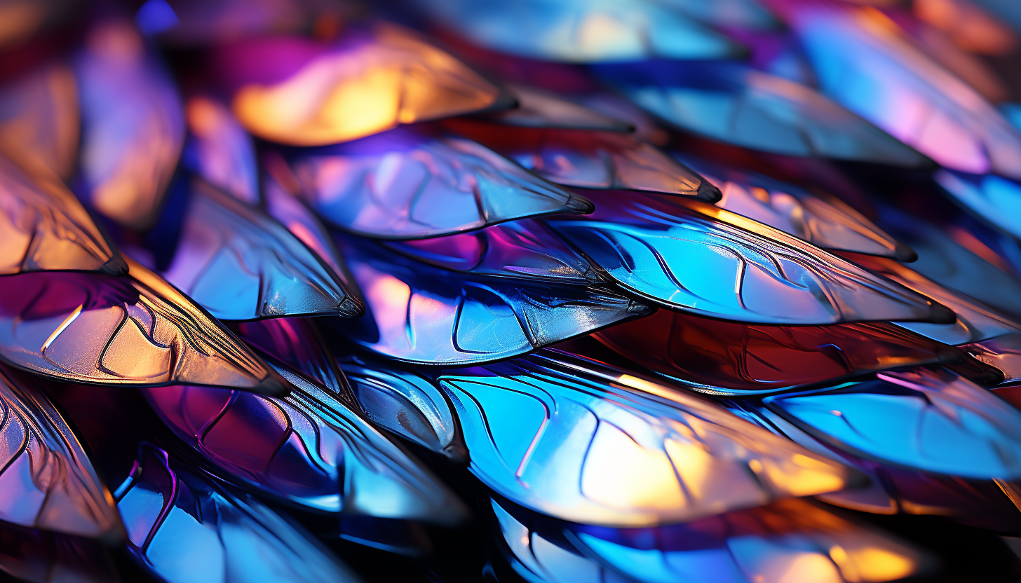 Macro shot of butterfly wings showcasing their iridescent scales.