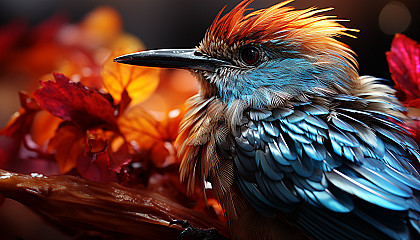 Vibrant close-up of a hummingbird's feathers reflecting sunlight.