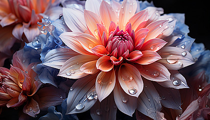 Extreme close-up of a blooming flower, highlighting its texture and color gradients.