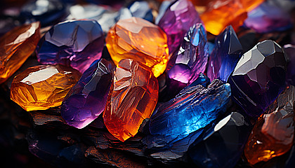 The vivid hues of a mineral or gemstone seen under magnification.