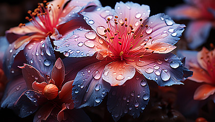 Macro shot of a blooming flower, revealing texture and brilliant color.