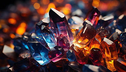 Close-up of crystals forming a kaleidoscope of colors.