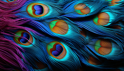 The vibrant and detailed pattern of a peacock feather.