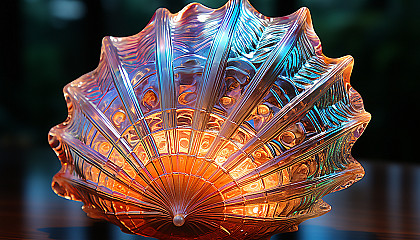 The iridescent inside of a seashell, displaying a myriad of colors.