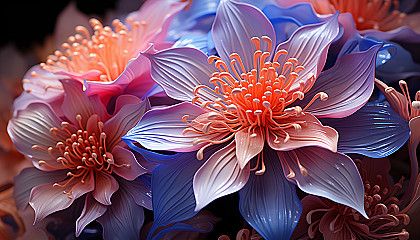 Close-up of petals from an exotic flower, exhibiting striking patterns and coloration.