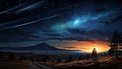 A comet streaking across the sky, leaving a luminescent trail.
