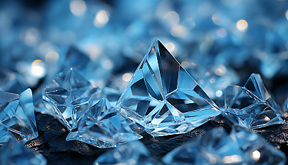 Macro view of ice crystals forming unique geometric designs.