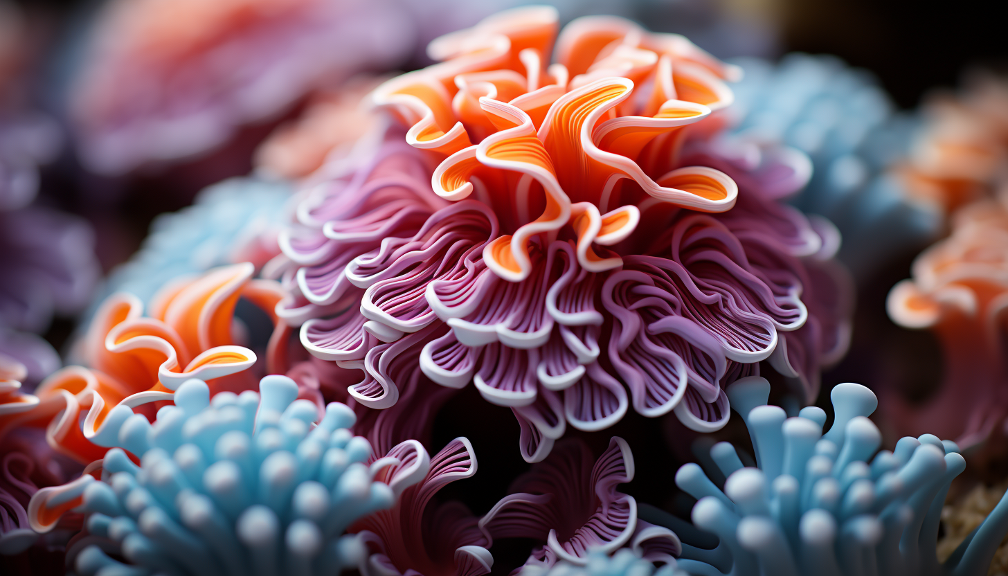 A close-up of colorful coral, highlighting its complex structure.