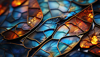 A macro shot of a butterfly wing revealing intricate patterns and colors.