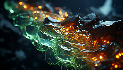 A close-up of bioluminescent algae illuminating the water's surface.