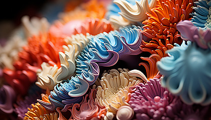 A close-up of colorful coral, highlighting its complex structure.