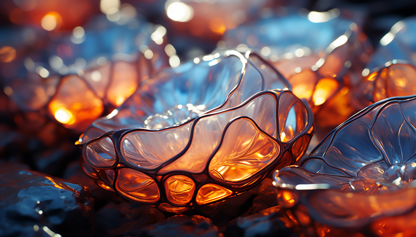 Close-up of crystalline structures within a geode, reflecting light in dazzling ways.