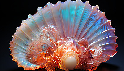 Detailed texture of a sea shell, displaying the natural iridescence.