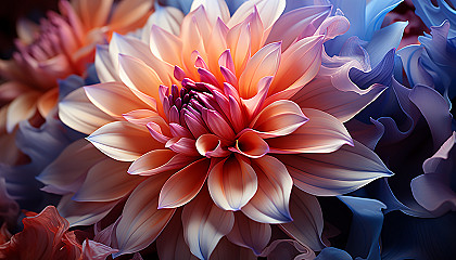 Extreme close-up of a blooming flower, highlighting its texture and color gradients.