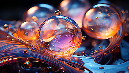 A macro shot of the surface of a soap bubble, revealing iridescent colors.