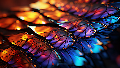 Macro view of a butterfly's wing, showcasing intricate patterns and colors.