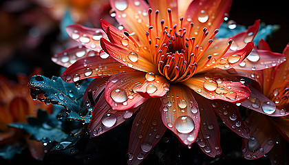Macro image of a blooming flower, capturing its texture and vibrant colors.